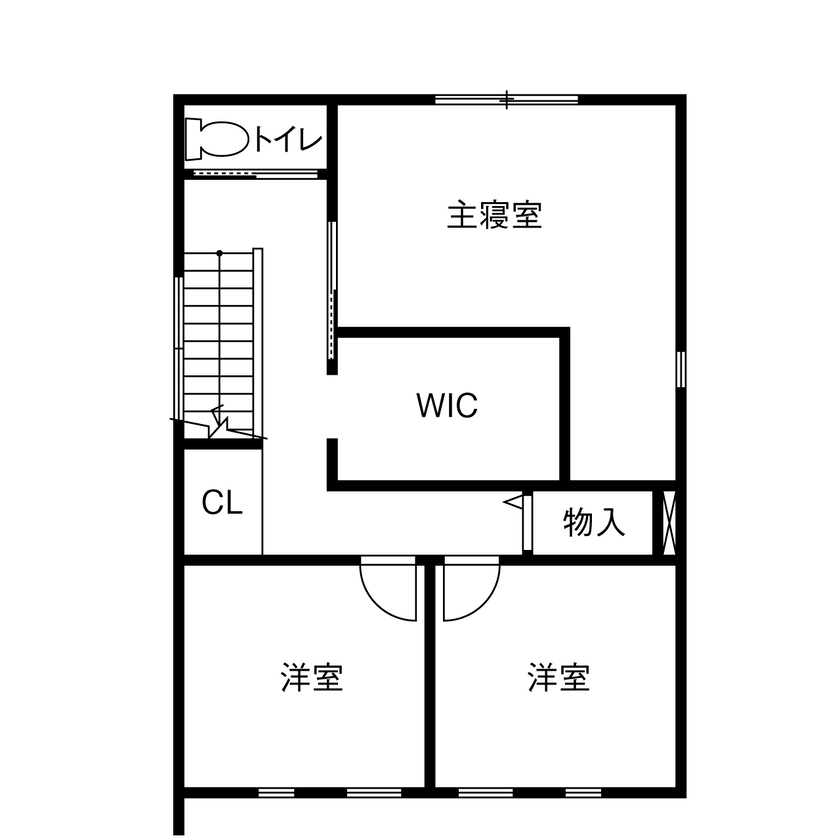 １００年住宅のゼロホーム 2000万円台・寝屋川市｜HEAT20 G1グレードで24時間換気。猫と楽しく快適に暮らせる家｜間取り有の間取り図（3LDK）2階