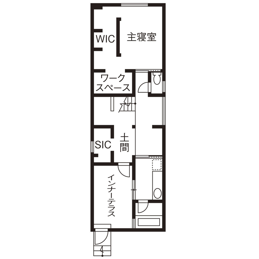 １００年住宅のゼロホーム 3000万円台・神戸市｜１階から３階まで繋がる開放的な設計やインナーテラスのある、こだわりの家｜間取り有の間取り図（3LDK）1階