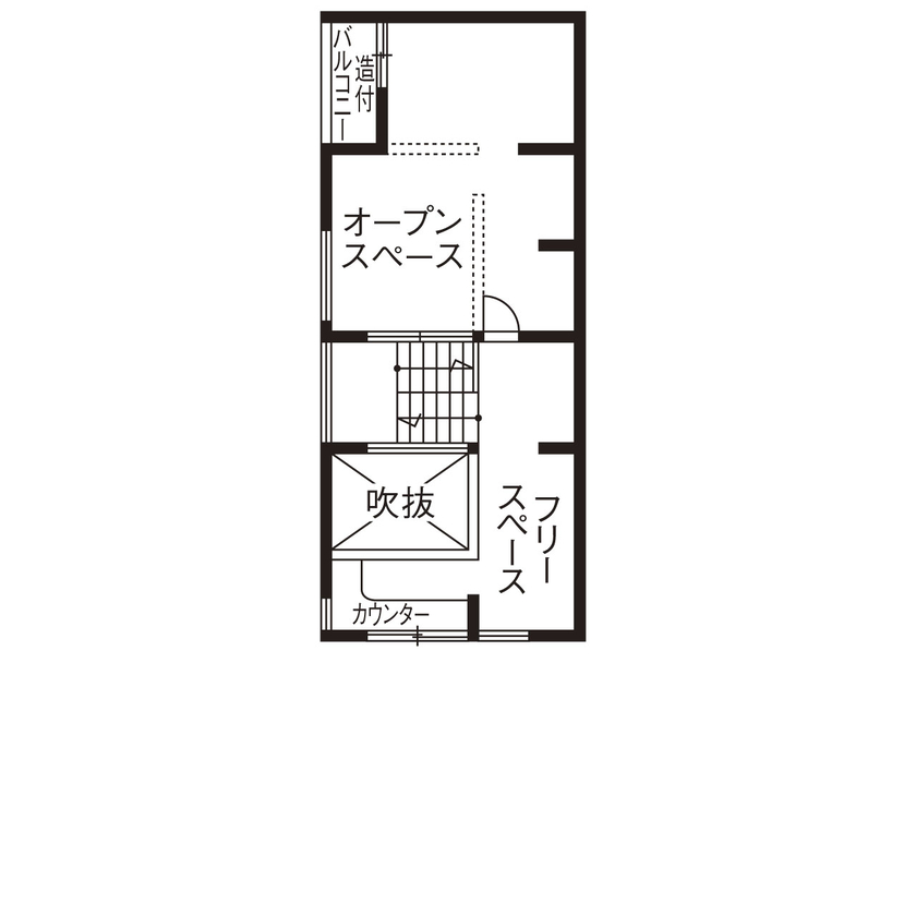 １００年住宅のゼロホーム 3000万円台・神戸市｜１階から３階まで繋がる開放的な設計やインナーテラスのある、こだわりの家｜間取り有の間取り図（3LDK）3階