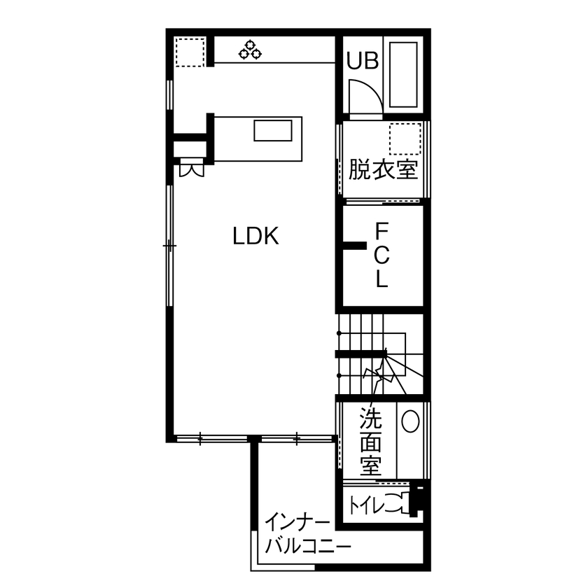 １００年住宅のゼロホーム 2000万円台・大津市｜限られた空間を有効に活用した2階建て・2階リビングの家｜間取り有の間取り図（4LDK）2階