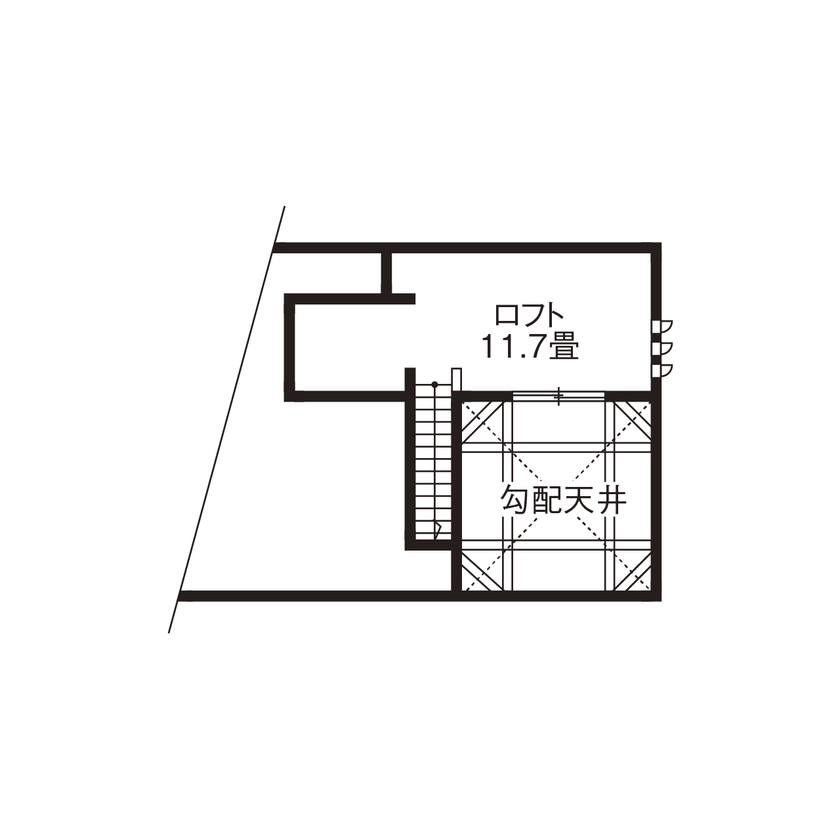 ミラクルホーム 【平屋/バリアフリー/ロフト/間取り図有】スタイリッシュな屋根の外観、隠れ家で好きな物に囲まれて過ごすの間取り図（３LDK+ロフト）ロフト