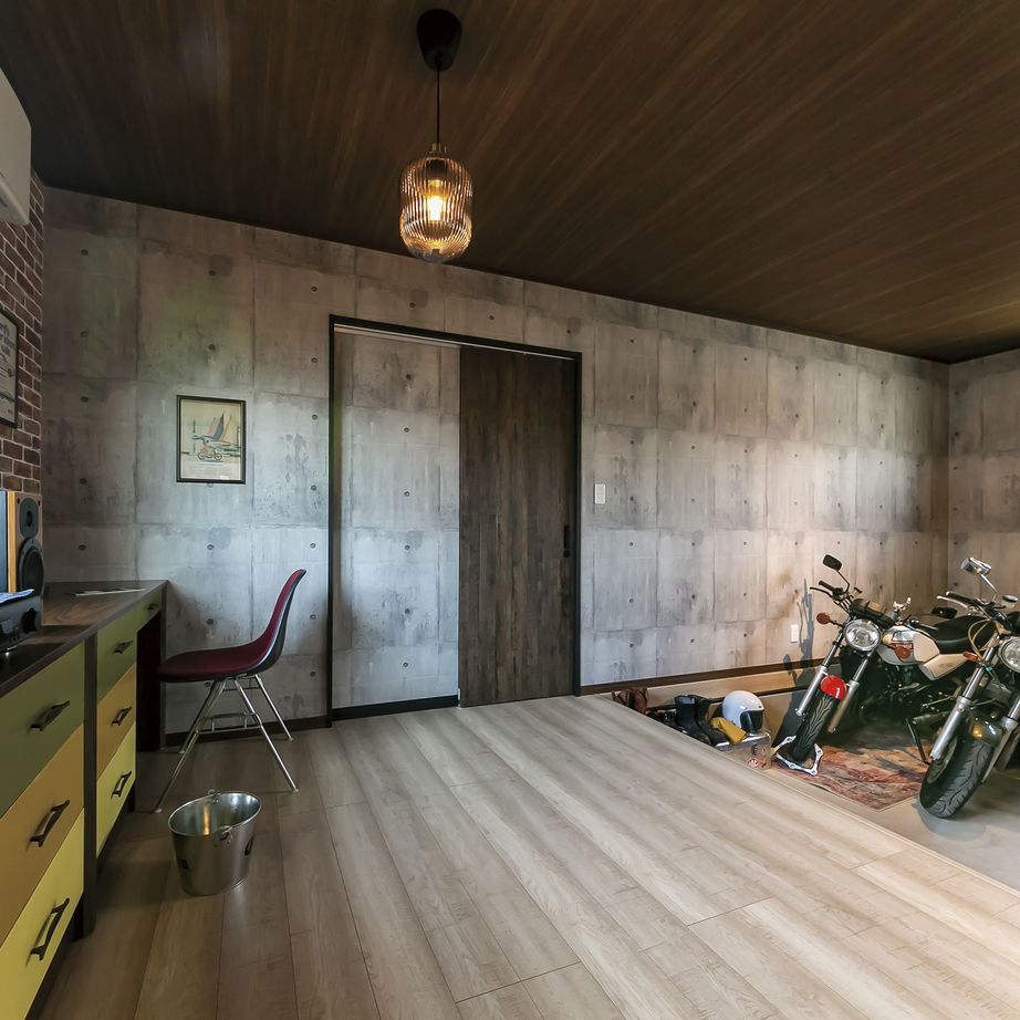 ミラクルホーム 【平屋/バイクガレージ/間取り図有】北欧風のLDKとアメリカンのバイクガレージ、2人で担当を分けてデザインの建築実例画像9