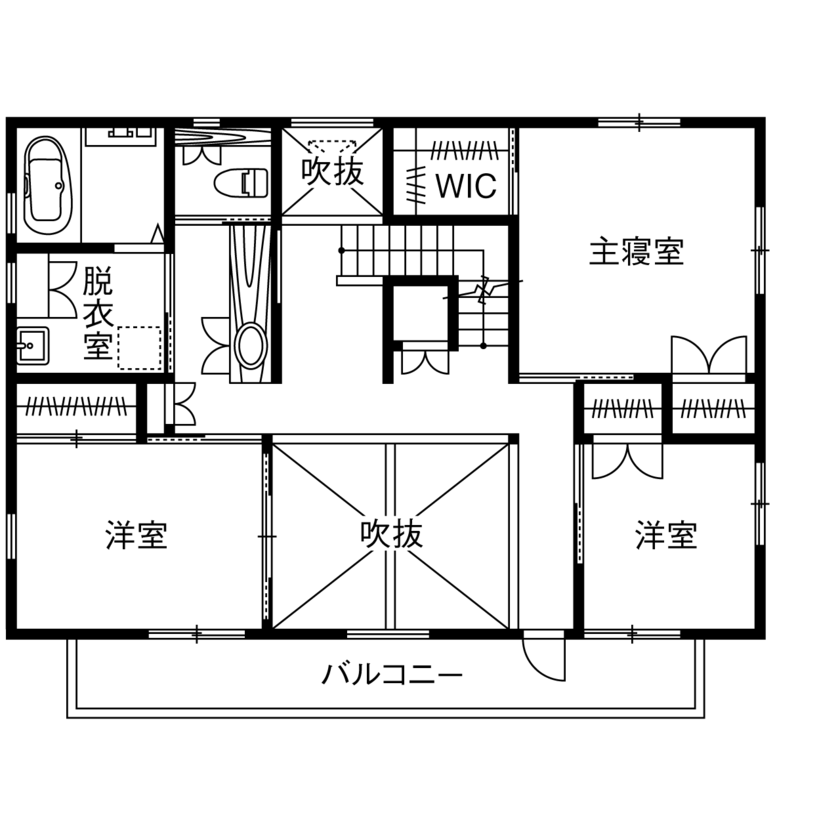 リソーケンセツ 【2000万円台/40坪台/吹き抜け/間取り図】家族も愛猫たちも健やかに暮らせる無添加無垢の家で快適生活の間取り図（5K以上）2階