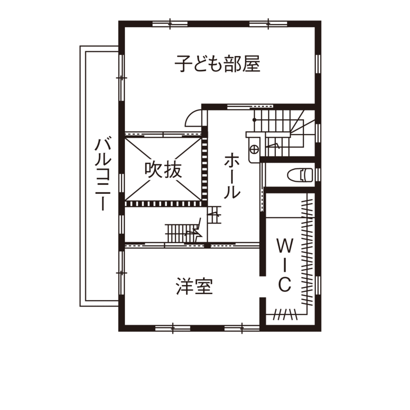 リソーケンセツ 【2000万円台/40坪台/間取り図あり/和風】展示場「無垢乃家」をベースに自然素材の心地よい家の間取り図（3LDK）2階