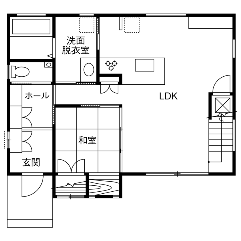 リソーケンセツ 【3000万円台/30坪台/間取り図あり/回遊動線】2代にわたって選んだ無添加無垢の家で心地よい暮らしを実現の間取り図（3LDK）1階