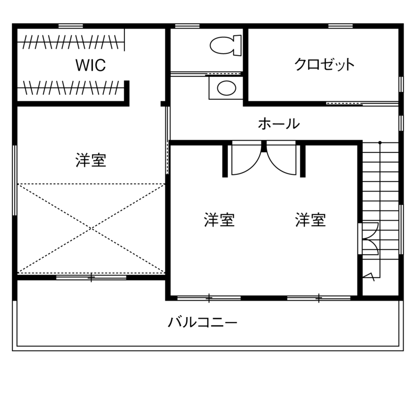 リソーケンセツ 【3000万円台/30坪台/間取り図あり/回遊動線】2代にわたって選んだ無添加無垢の家で心地よい暮らしを実現の間取り図（3LDK）2階