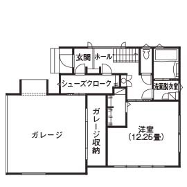 栃木建築社 【50坪/2階建/4人家族】狭小地の問題を超える提案力が叶えた、子どもたちが早く帰りたがる家の間取り図（3LDK）1階