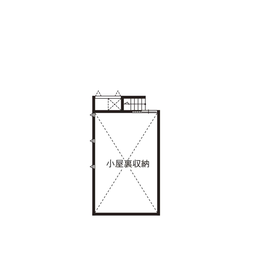 栃木建築社 【約51坪/2階建】愛車との暮らしを満喫！魅せるガレージハウスの間取り図（3LDK）小屋裏