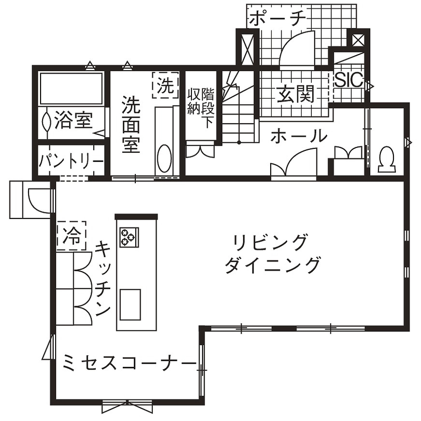 ノーブルホーム 憧れの暮らしを形に！女性目線のフレンチシックな住まいの間取り図（3LDK）1階