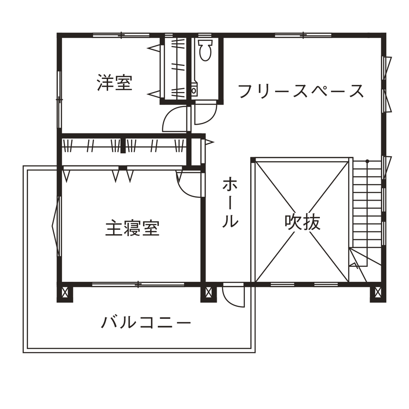 ノーブルホーム アメリカンと北欧が融合！広々ウッディーstyle の住まいの間取り図（2LDK）2階