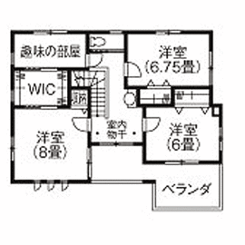 齋藤住建 【栃木県/2500万円/間取り図有】爽やかな空気が家族の笑顔を生む 地中熱が循環する快適な住まいの間取り図（4LDK+趣味の部屋）2階
