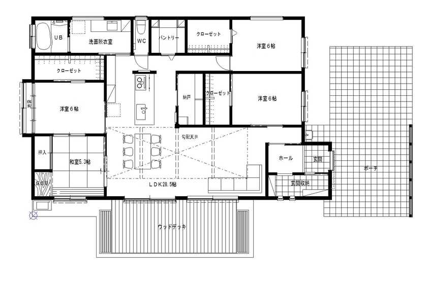 齋藤住建 【太田市/2600万円/間取り図有】人とペットに配慮した地中熱で健康的に暮らせる平屋の間取り図（4LDK）1階