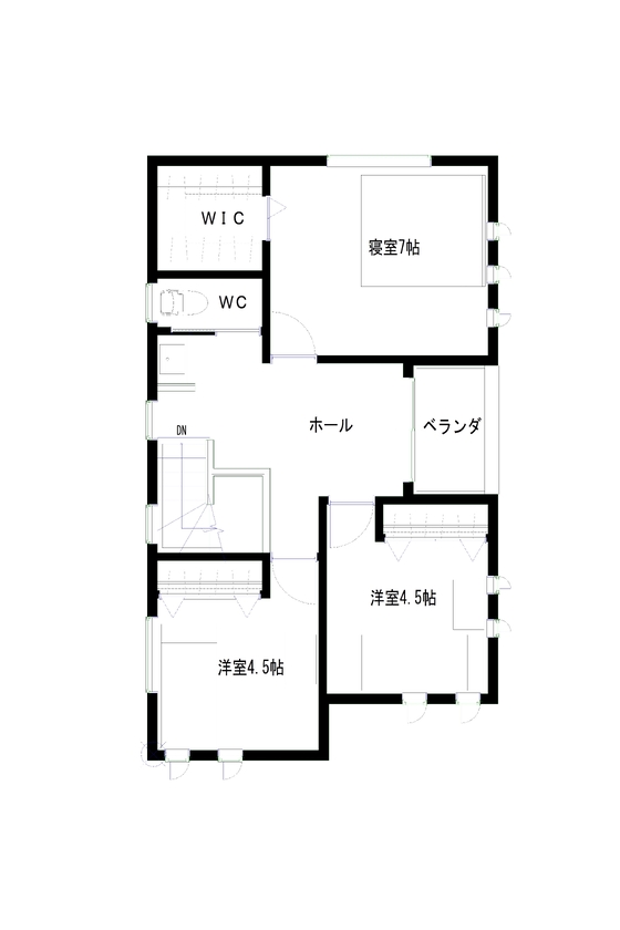 齋藤住建 【足利市/2000万円/間取り図有】デザインと性能を両立、施主目線で描く、犬と暮らす安心の長期優良住宅の間取り図（3LDK）2階