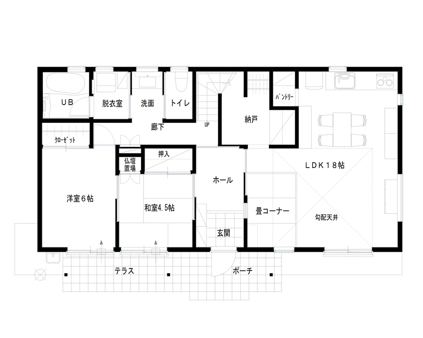 齋藤住建 【邑楽郡/間取り図有】こだわりが詰まったアメリカンスタイルの平屋の間取り図（2LDK）1階