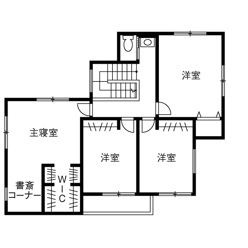 『高気密・高断熱の家』日本住宅ツーバイ 【3000万円台/延床50.3坪/ランドリールーム/間取り図】無駄のない動線と収納力が自慢のスタイリッシュな家の間取り図（4LDK）2階