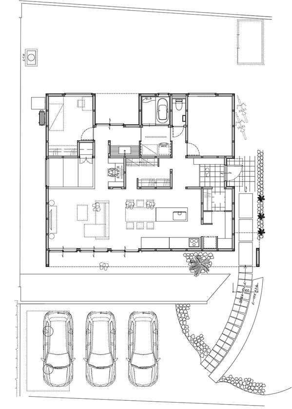 一級建築士事務所　ライフスタイル(LIFE STYLE) 【延床面積28.5坪/平屋/高気密・高断熱】家事ラク重視！家族みんながのびのびと過ごせる家の間取り図（2LDK）1階
