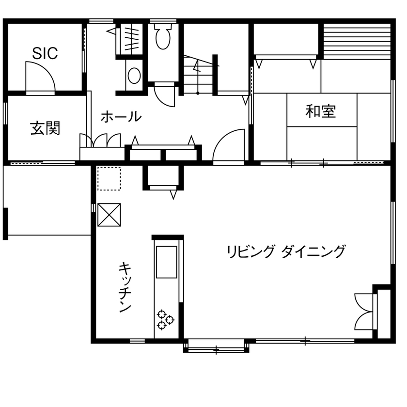 mito HOUSE（美都住販） 【相模原｜3000万円台｜間取り｜屋上｜中庭】家族時間を大切にできる 家事ラク動線が嬉しい3階建ての住まいの間取り図（4LDK）1階
