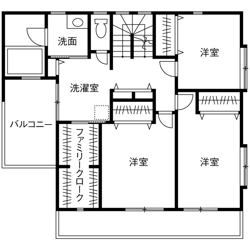 mito HOUSE（美都住販） 【相模原｜3000万円台｜間取り｜屋上｜中庭】家族時間を大切にできる 家事ラク動線が嬉しい3階建ての住まいの間取り図（4LDK）2階