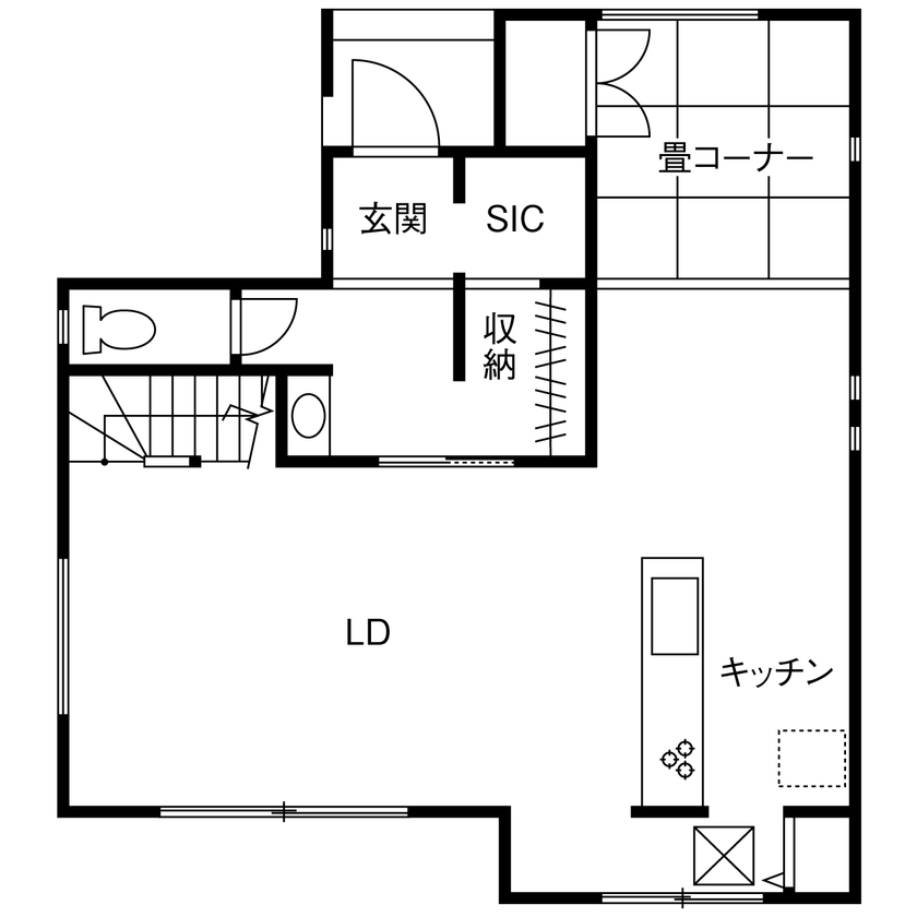 mito HOUSE（美都住販） 【町田|間取り有|2000万円台】家族が集う広いリビングがお気に入り。子どもの成長を健やかに育む住まいの間取り図（2LDK）1階