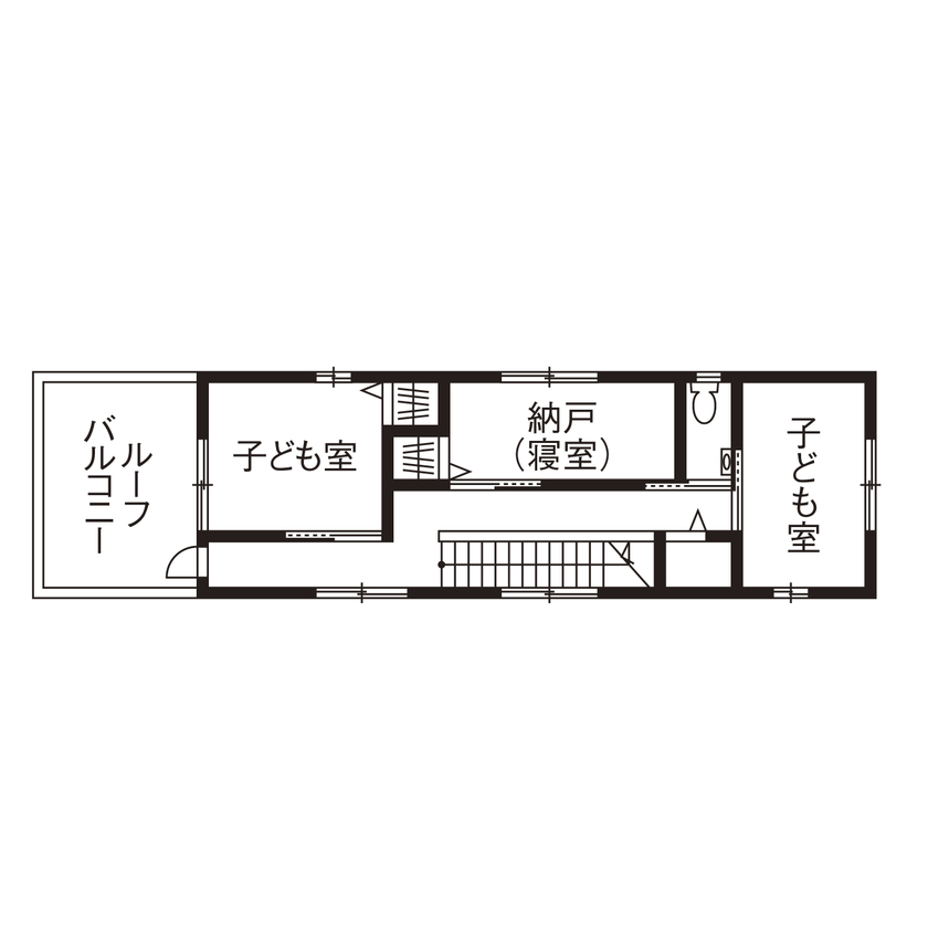 宮崎工務店 【桑名市｜木造３階建て｜2000万円台｜間取り有】細長い変形地でもできた！店舗併用×２世帯住宅の間取り図（4LDK＋店舗）３階