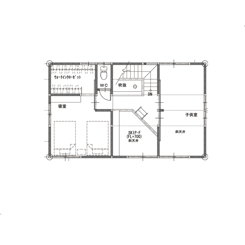 サイト工業　はぐくみの木の家(宮城・福島） 【2100万円/間取り図有】一年中快適で暖かくて、家族の絆もはぐくむ「薪ストーブ」の家の間取り図（2LDK(3LDK対応)）2階