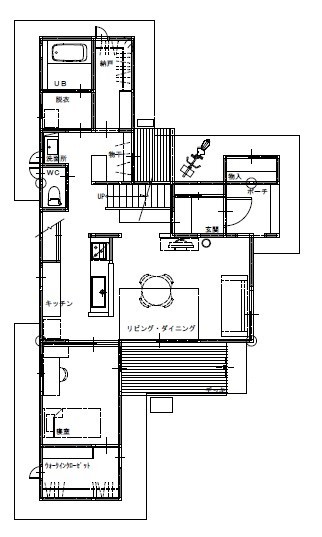 サイト工業　はぐくみの木の家(宮城・福島） 【2300万円台/間取り図有】家事動線と収納力を重視した、スッキリと暮らせる住まいの間取り図（3LDK）1階