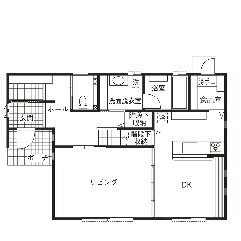 エースホーム太田店（白石建設） 【群馬県/2851万円/39坪】シンプルに、スタイリッシュに、家族の時間を大切にする高性能住宅の間取り図（3LDK）1階