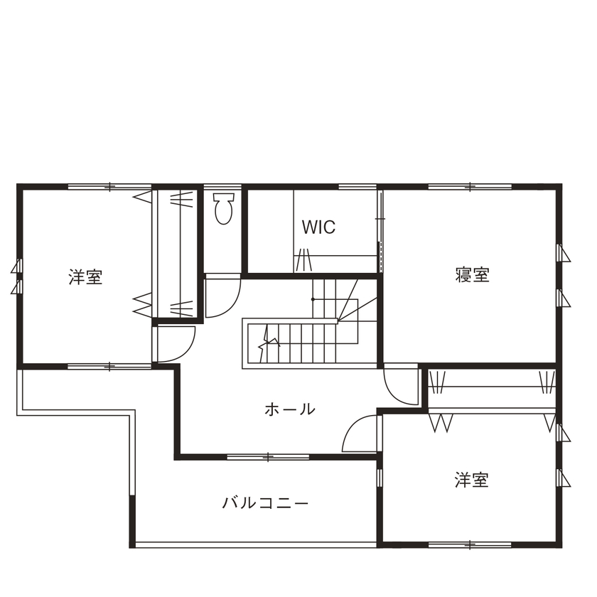 エースホーム太田店（白石建設） 【群馬県/2851万円/39坪】シンプルに、スタイリッシュに、家族の時間を大切にする高性能住宅の間取り図（3LDK）2階