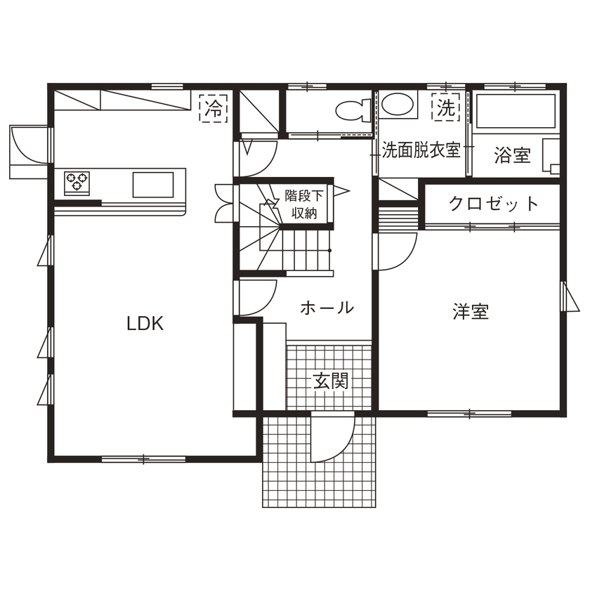 エースホーム太田店（白石建設） 【群馬県/2392万円/38.2坪】スーパーウォール工法で建てた高気密・高断熱が当たり前！1年中快適に暮らす家の間取り図（4LDK）1階