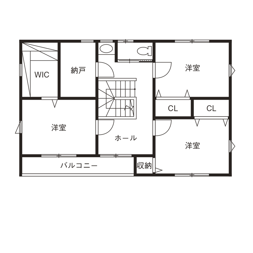 エースホーム太田店（白石建設） 【群馬県/2392万円/38.2坪】スーパーウォール工法で建てた高気密・高断熱が当たり前！1年中快適に暮らす家の間取り図（4LDK）2階