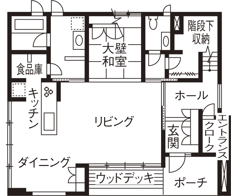 住友林業 【40坪台/間取り図有/収納】収納の工夫で家族全員が片付け上手　仕事で忙しい夫人の家事も楽にの間取り図null1階