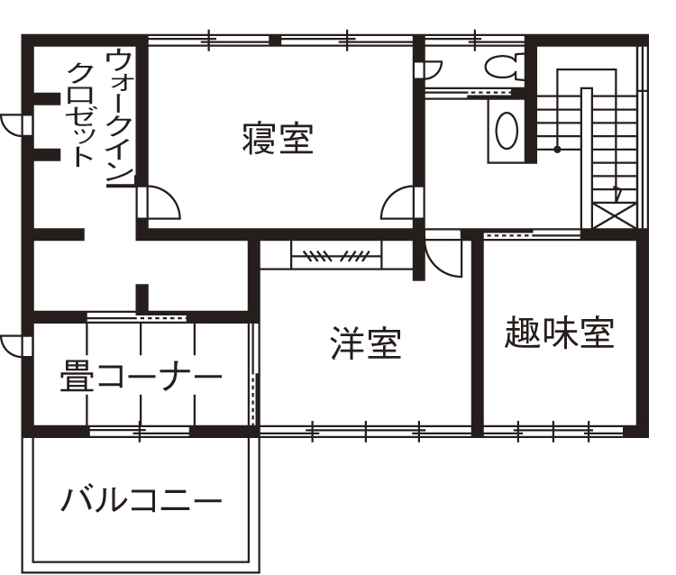 住友林業 【40坪台/間取り図有/収納】収納の工夫で家族全員が片付け上手　仕事で忙しい夫人の家事も楽にの間取り図null2階