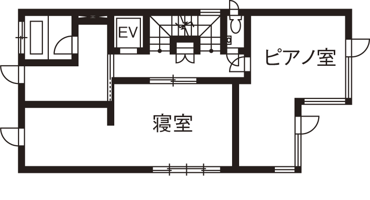 住友林業 【約50坪/間取り図有/3階建て】BF構法が実現した連なるコーナー窓から美しい川の流れを楽しむ家の間取り図null2階
