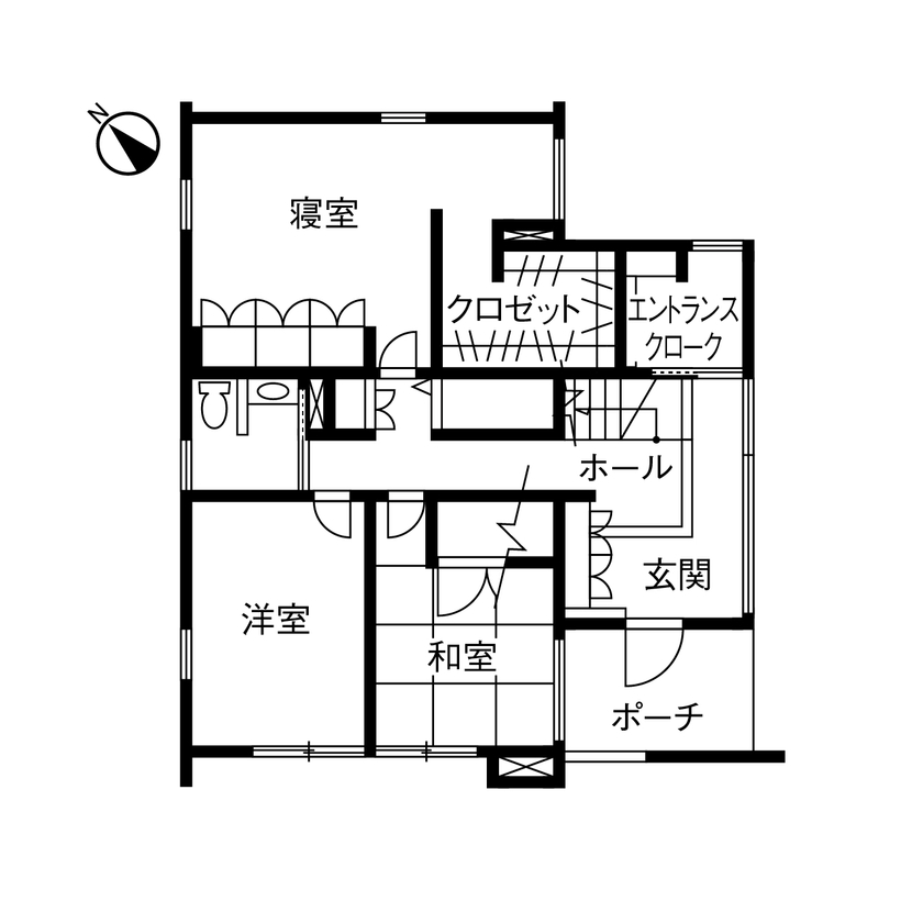 住友林業 【約40坪/間取り図有/2階リビング】プライバシーを守りながら叶えた大開口から空を眺める2階リビングの間取り図（4LDK）１階