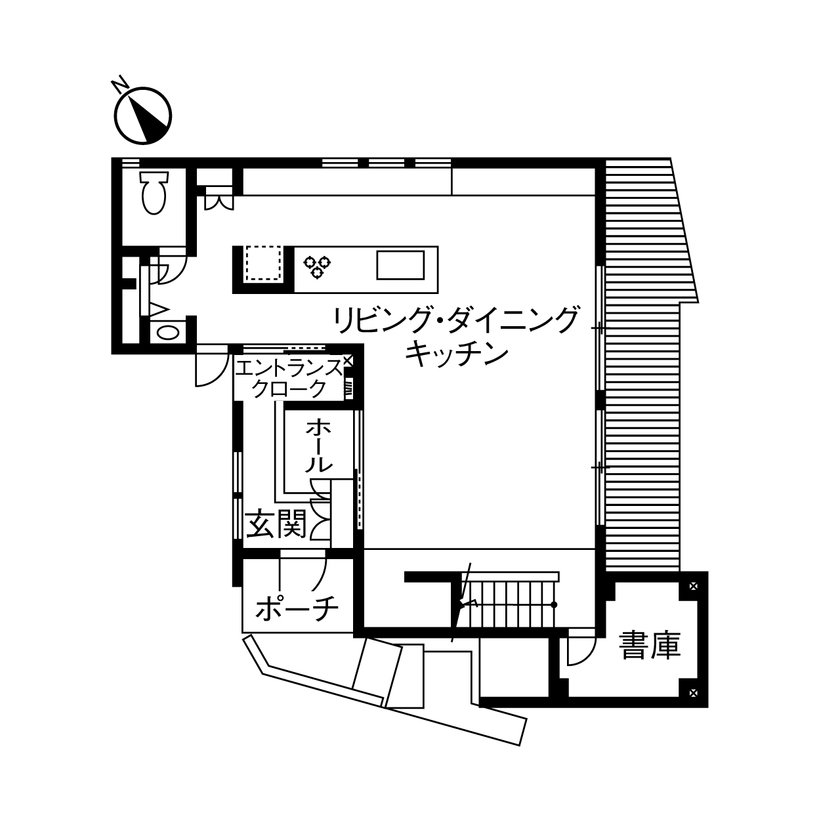 住友林業 【40坪台/間取り図有/書庫】たっぷりの採光と落ち着きを両立。四季の表情を存分に愉しむ暮らしの間取り図（3LDK）１階