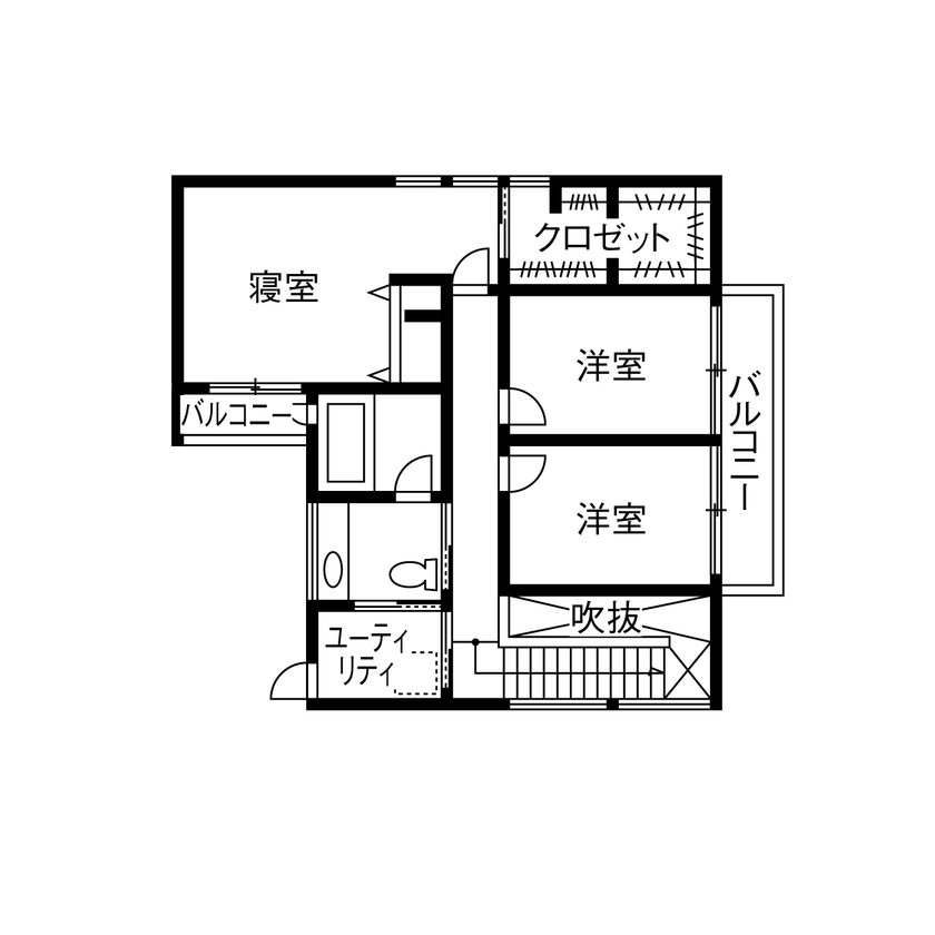 住友林業 【40坪台/間取り図有/書庫】たっぷりの採光と落ち着きを両立。四季の表情を存分に愉しむ暮らしの間取り図（3LDK）２階