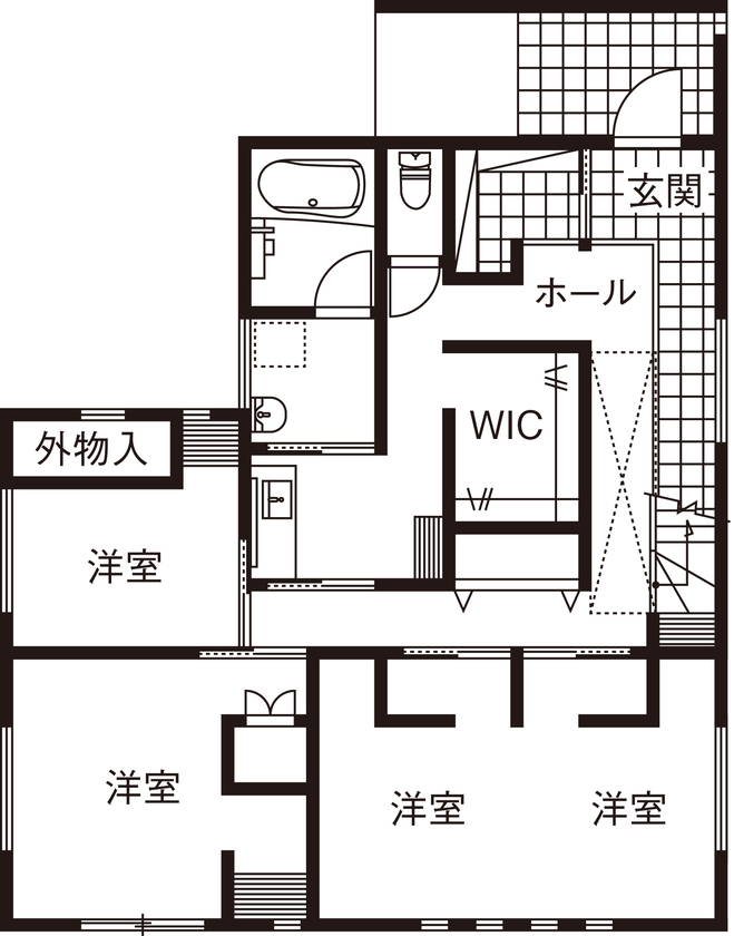 藤島建設 【4000万円台/2階LDK/ルーフバルコニー】子育てを楽しめて、スタイリッシュなデザインも愉しめる家の間取り図（3LDK）1階