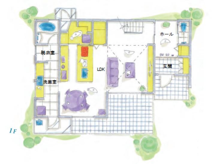 楽屋 【E-L/ラグジュアリーモダン/本体価格2,500～2,999万円/48.4坪】の間取り図（3LDK）１階