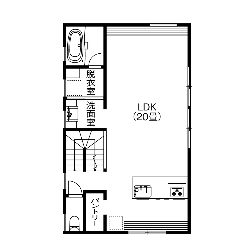 LIGhome 小牧・春日井(リグホーム) 【間取り図有｜2000万円台｜30坪台｜ルーフバルコニー】ここはリゾート？空とつながる屋上リビングのある家の間取り図（3LDK＋ロフト＋屋上）2階
