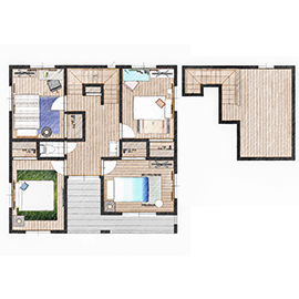 アイダ設計 【間取り図有/30坪台/テラス/耐震・耐火/小屋裏収納/玄関収納】ご主人の要望を詰め込んだ理想の住宅の間取り図（5K以上）2階