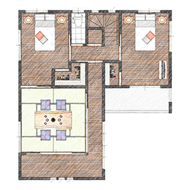 アイダ設計 【間取り図有/30坪台/収納充実】純和風デザインの住宅に建て替え！旅館イメージのお部屋に設計の間取り図（4LDK）２階