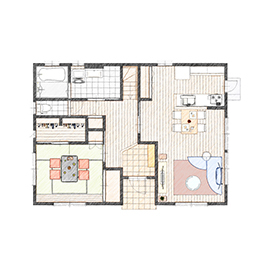 アイダ設計 【間取り図有/30坪台/太陽光発電】売電をローン返済に充当。収納充実で採光に優れた注文住宅の間取り図（4LDK）1階