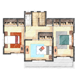 アイダ設計 【間取り図有/30坪台/収納充実】ペットと暮らす、工夫が詰まった家の間取り図（4LDK）２階