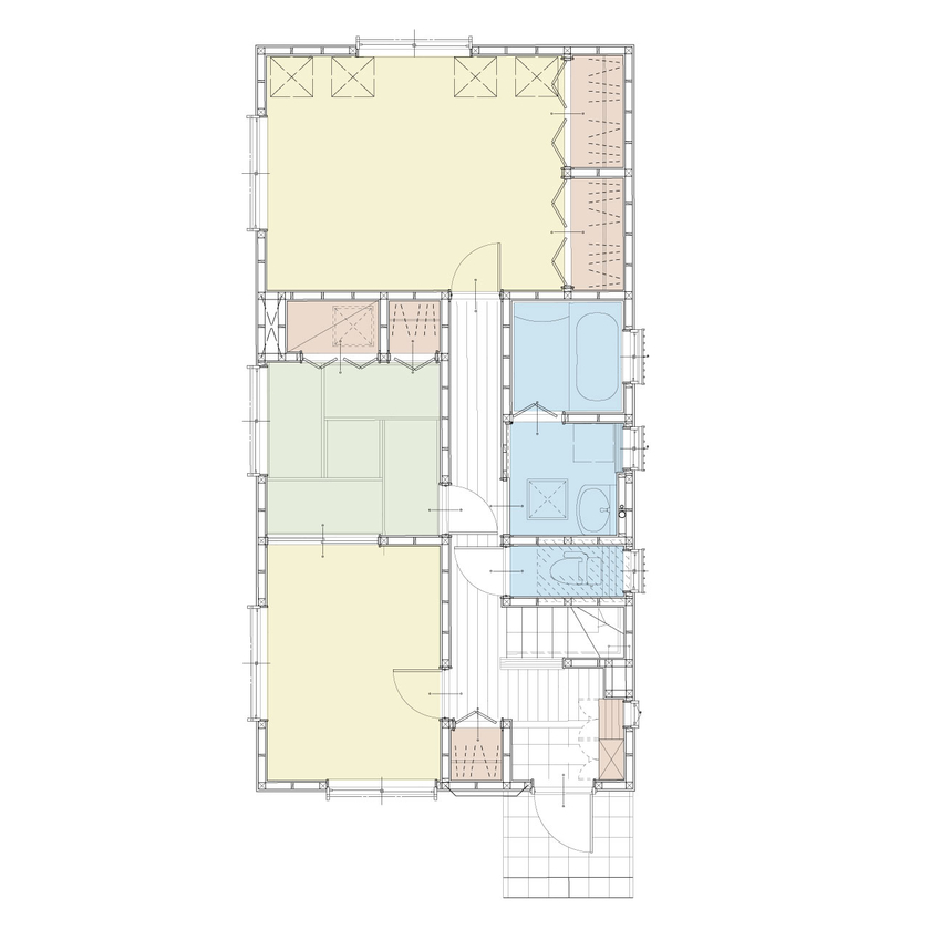 アイダ設計 【間取り図有/30坪台/3LDK/リビングイン階段】イタリア家具や照明に合わせた便利な自家発電機能のある家の間取り図（3LDK）1階