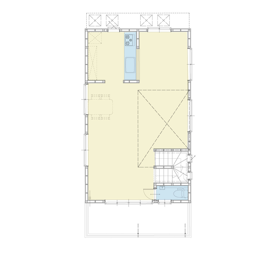 アイダ設計 【間取り図有/30坪台/3LDK/リビングイン階段】イタリア家具や照明に合わせた便利な自家発電機能のある家の間取り図（3LDK）2階