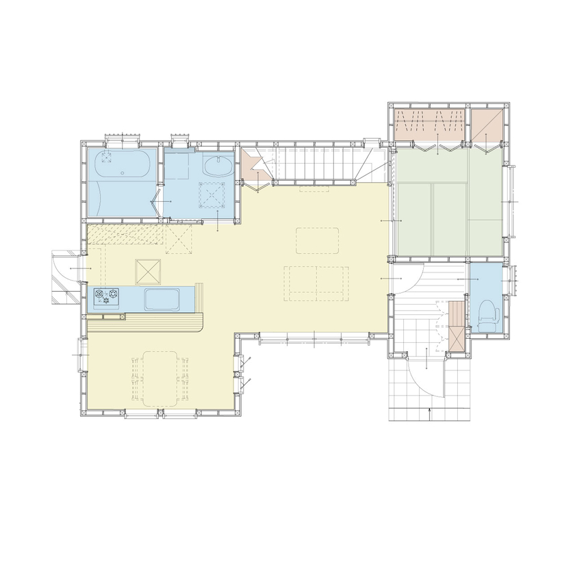アイダ設計 【間取り図有/30坪台/ウッドデッキ】価格と間取りのバランスに驚き　趣味のバラを愛でられる庭のある家の間取り図（4LDK）1階