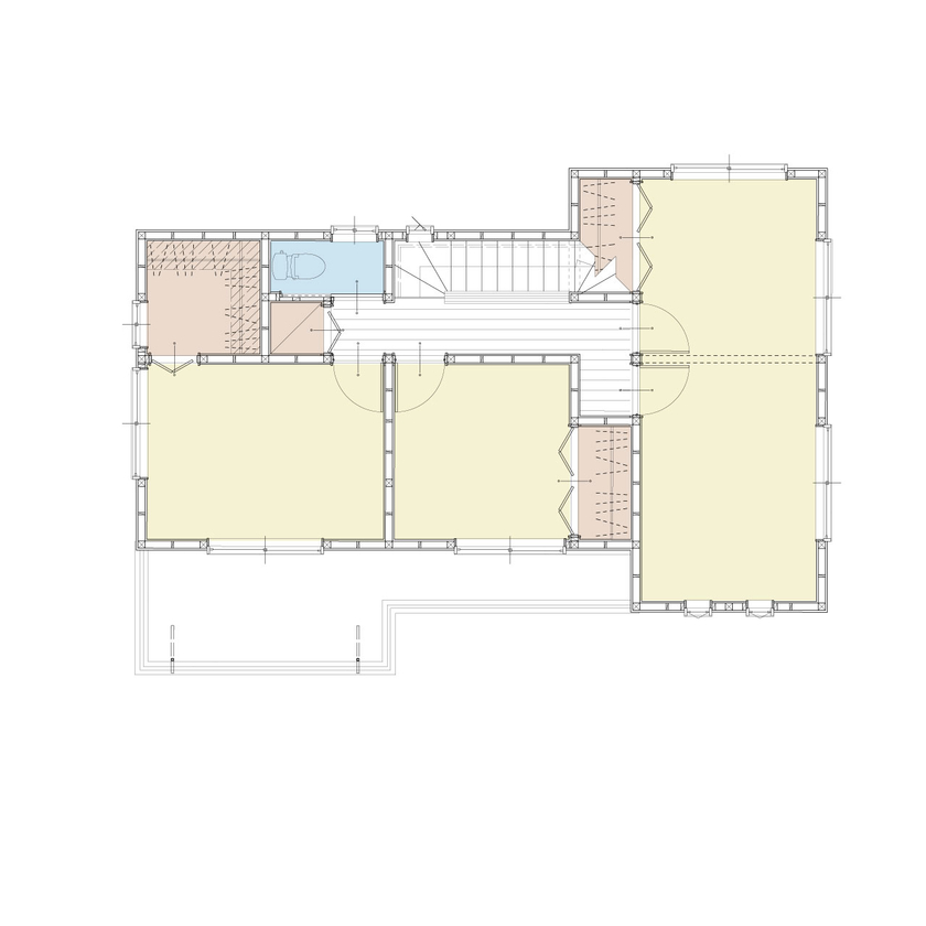 アイダ設計 【間取り図有/30坪台/ウッドデッキ】価格と間取りのバランスに驚き　趣味のバラを愛でられる庭のある家の間取り図（4LDK）2階