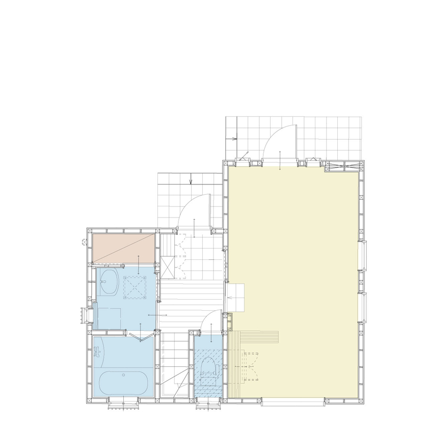アイダ設計 【間取り図有/20坪台/耐震/美容室】モダンな雰囲気のおしゃれな店舗併用住宅の間取り図（3LDK）1階