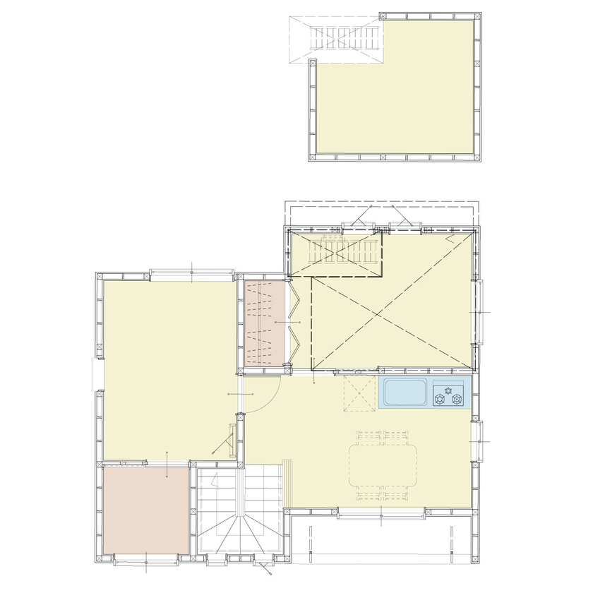 アイダ設計 【間取り図有/20坪台/耐震/美容室】モダンな雰囲気のおしゃれな店舗併用住宅の間取り図（3LDK）2階