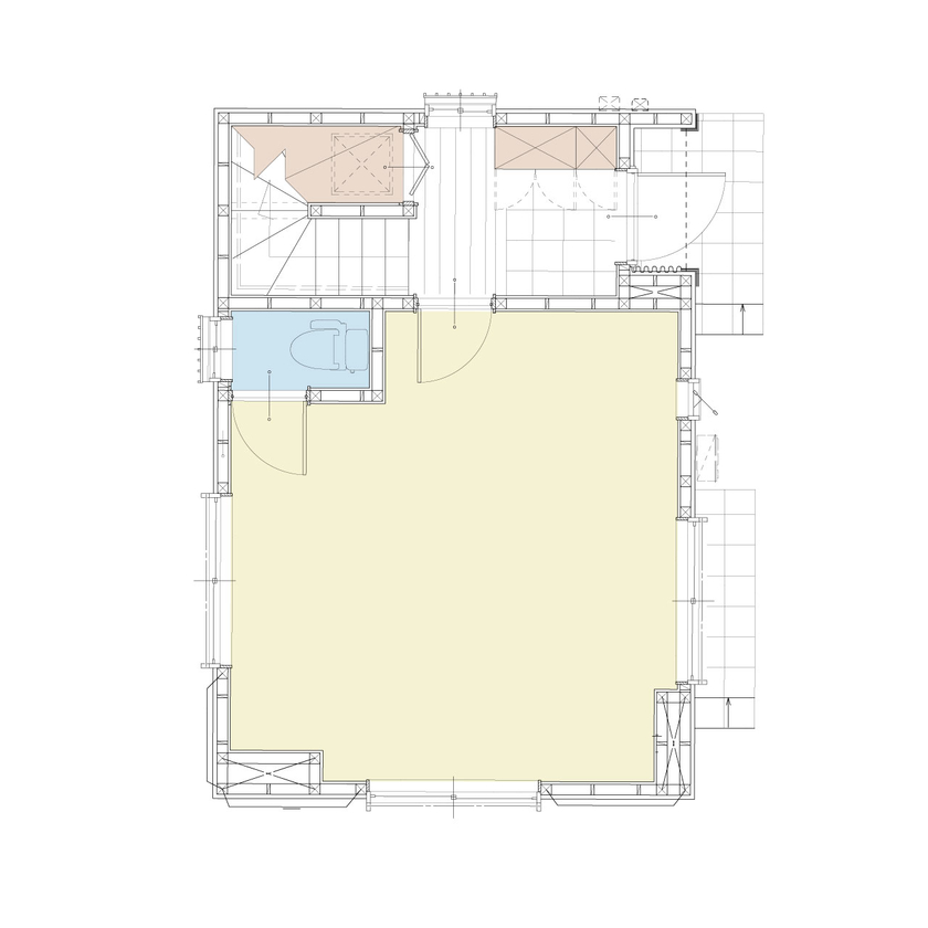 アイダ設計 【狭小地/3階建て/間取り図有/20坪台/耐震】約15坪の狭小地に建てた3階建ての事務所兼住宅の間取り図（3LDK）1階